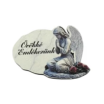 TÁBLÁCSKA KEGYELETI ANGYAL- "Örökké emlékezünk" 6x4,5 cm