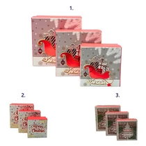 PAPÍRDOBOZ 3 DB KARÁCSONYI 1/96 3 FÉLE 13x13 cm;11x11cm; 9x9cm