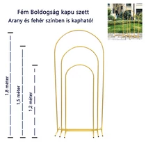 FÉM ÁLLVÁNY SZETT 3 DB-OS 1/5 1,2x0,5 m 1,5x0,65 m 1,8x0,8 m FEHÉR, ARANY