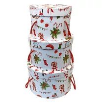 PAPÍRDOBOZ KEREK 3 DB KARÁCSONYI 1/18 19x13;22x14,5;25,5x15 cm