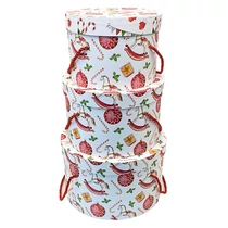 PAPÍRDOBOZ KEREK 3 DB KARÁCSONYI 1/18 19x13cm;22x14,5cm;25,5x15 cm