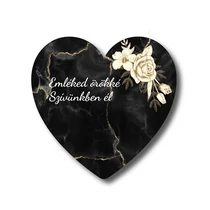 KEGYELETI SZÍV- MÁRVÁNYOS FEKETE "Emléked örökké..." 6x6,5 cm