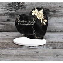 TALPAS SZÍV - FEKETE MÁRVÁNYOS - 18x18 cm