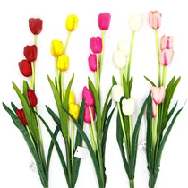 TULIPÁN SELYEM 5 FEJ 100/800 5 SZÍNBEN FEJ:5x3 cm; SZÁR:70 cm
