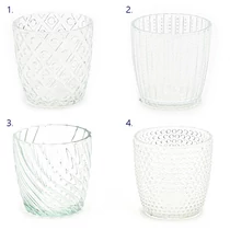 MÉCSESTARTÓ ÜVEG 1/90 7,4x7,5 cm 4 FÉLE MÉCSESTARTÓ ÜVEG 1/90 7,4x7,5 cm 4 FÉLE