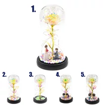 FÉMRÓZSA ÜVEGBÚRÁBAN LEDES 1/40 10,5x22 CM GYÖNGYHÁZ 4 FÉLE