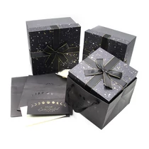 PAPÍRDOBOZ 3 DB FEKETE, EZÜST DÍSZTASAKKAL 1/24 18x18x11; 16x16x10; 14x14x8 cm