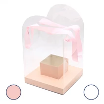 VIRÁGDOBOZ 5/200 21x21x34 cm FEHÉR,RÓZSASZÍN