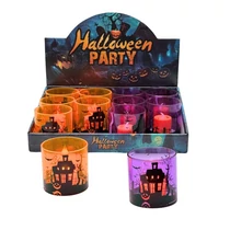 LEDES MÉCSES HALLOWEEN 12/480 7x7 cm 2 SZÍNBEN