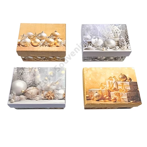 PAPÍRDOBOZ KARÁCSONYI 12/216 11x7,5x5,5 cm 4 FÉLE 