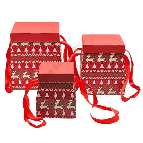 PAPÍRDOBOZ 3 DB KARÁCSONYI 1/16 17x19x21;16x16x18,5;12,5x12,5x15  cm