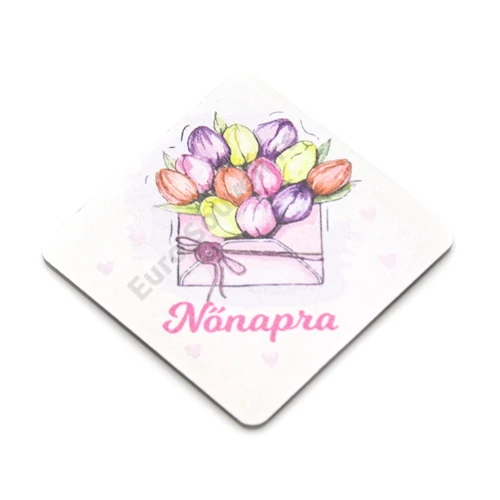 TULIPÁNOK BORÍTÉKBAN NÉGYZET - NŐNAPRA  6,5 cm
