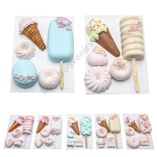 GIPSZ DEKOR JÉGKRÉMES 5 DB; JÉGKRÉM: 11,5x3,5 cm TÖBB SZÍNBEN
