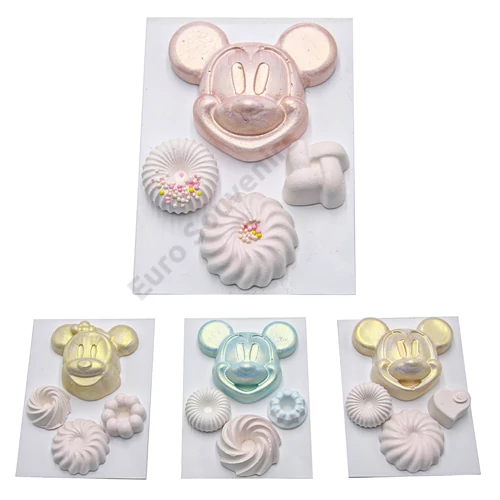 GIPSZ DEKOR MINNIE, MICKEY 4 DB; MINNIE, MICKEY: 7x6,5 cm TÖBB SZÍNBEN