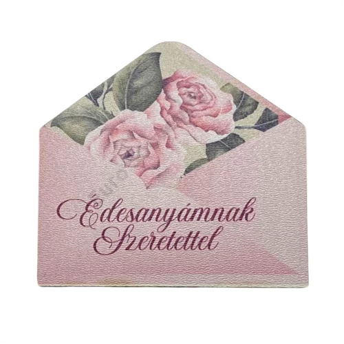 FA TÁBLÁCSKA BORÍTÉK FORMÁJÚ - ÉDESANYÁMNAK SZERETETTEL 7,5x7 cm