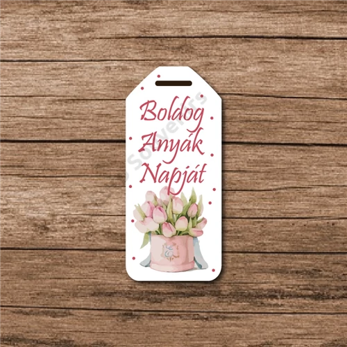 FA TÁBLÁCSKA TULIPÁNOS- Boldog Anyák napját 5,5x2,5 cm
