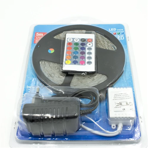 LED SZALAG SZÍNES, TÁPEGYSÉGGEL, TÁVIRÁNYÍTÓVAL 5 M. IP65,3528 1/40
