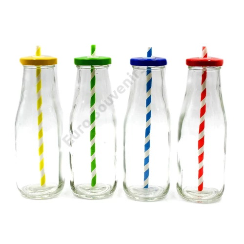 ÜVEG SZÍVÓSZÁLLAL 1/72  19x6.5 cm 4 szín 450 ml