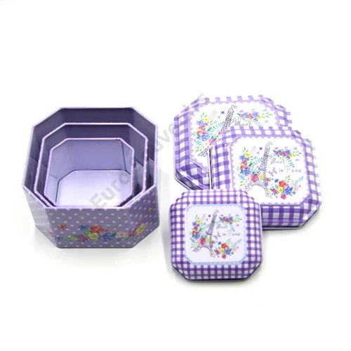 FÉMDOBOZ 3 DB-OS 30/60 3 FÉLE 6x4,5 cm; 8x5 cm; 9,5x6 cm
