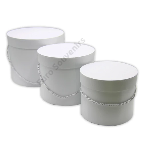 PAPÍRDOBOZ 3 DB HENGER FEHÉR 1/18, 23x19cm, 19,5x16,5cm, 16,5x13,5cm