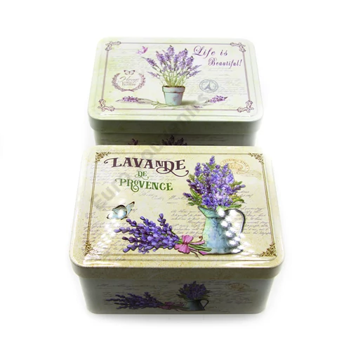 FÉMDOBOZ LEVENDULÁS 45/90 2 FÉLE 12,5x9x6,5 cm