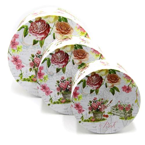 PAPÍRDOBOZ 3 DB KEREK 1/30 RÓZSÁS 20x11,5cm, 16x9cm, 13,5x7,5cm