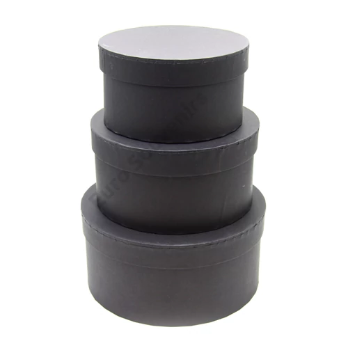 PAPÍRDOBOZ 3 DB KEREK 1/30 FEKETE 22,5x11cm, 19,5x10cm, 16,5x9cm