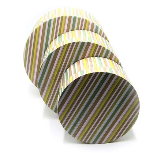 PAPÍRDOBOZ 3 DB 1/30 KEREK CSÍKOS SÁRGA 23x11cm 20x10cm 17x9cm