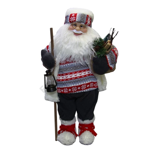 MIKULÁS ÁLLÓ 1/4 60 CM FEHÉR-PIROS-SZÜRKE RUHÁS