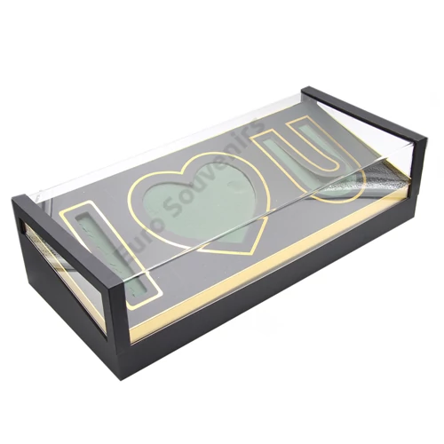 VIRÁGDOBOZ AKRIL 1/8 FEKETE 50x22,5x13 cm "I LOVE YOU"