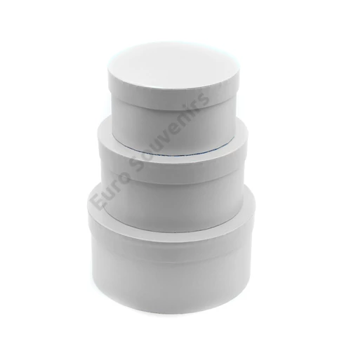 PAPÍRDOBOZ KEREK 3 DB 1/30 23x11; 20x10; 17x9 cm FEHÉR