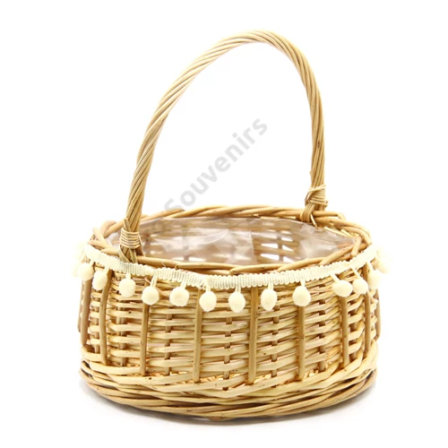 VIRÁGKOSÁR 1/70 POM-POM DÍSSZEL 20x26 cm; belső: 17 cm