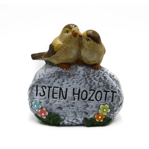 MADÁRPÁR  KÖVÖN ISTEN HOZOTT FELIRATTAL 1/12 19,7x10,5x19,7 cm