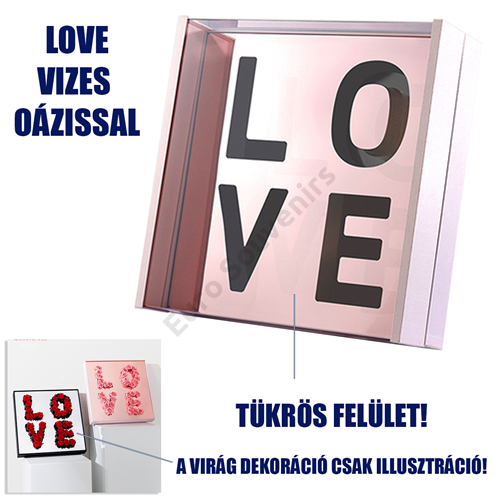 VIRÁGDOBOZ AKRIL "LOVE" 1/4 48x48x15 cm RÓZSASZÍN