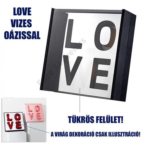 VIRÁGDOBOZ AKRIL "LOVE" 1/4 48x48x15 cm FEKETE