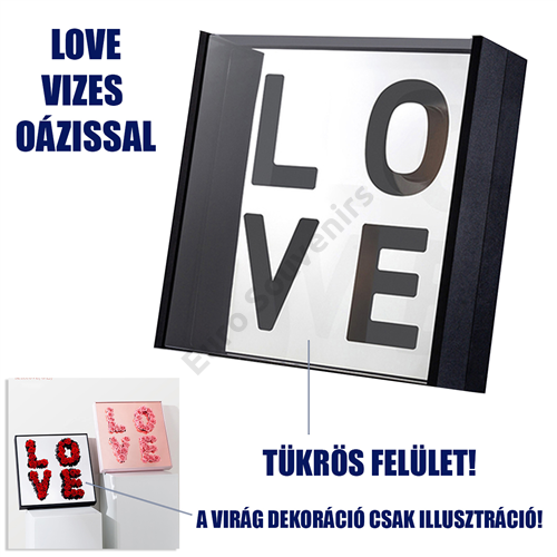 VIRÁGDOBOZ AKRIL "LOVE" 1/4 48x48x15 CM FEKETE