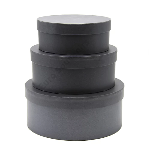 PAPÍRDOBOZ KEREK 3 DB 1/36 21,5x9; 18,5x7,5; 15,5x6 cm FEKETE