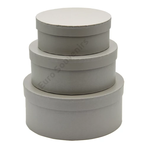 PAPÍRDOBOZ KEREK 3 DB 1/36 21,5x9; 18,5x7,5; 15,5x6 cm SZÜRKE