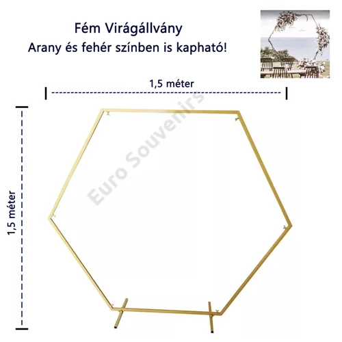 FÉM ÁLLVÁNY 1/4 1,5 m ARANY, FEHÉR