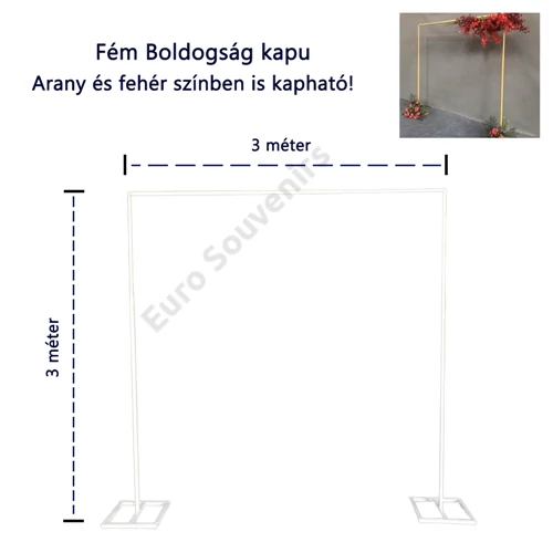 BOLDOGSÁG KAPU 1/5 3x3 m ARANY, FEHÉR