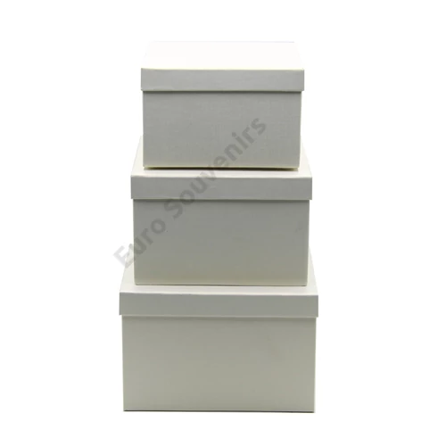 PAPÍRDOBOZ NÉGYZET 3 DB 1/24 20x20x13; 18x18x11,5; 16x16x10 cm KRÉM