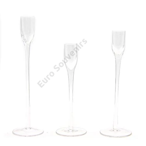 GYERTYATARTÓ ÜVEG 3 DB 1/10 20;23;26 cm 