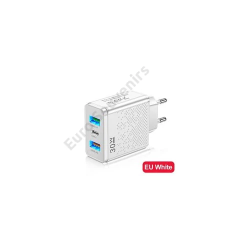 USB TÖLTŐ, 30W, 2 USB-C, 1 USB-A 1/100 