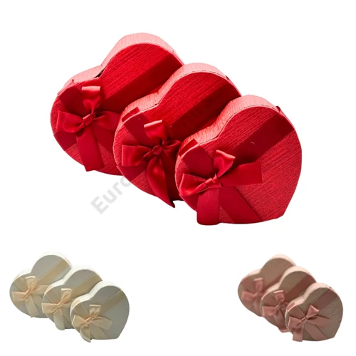 PAPÍRDOBOZ 3 DB SZÍV 1/96 15x14x7,5;13x12x6;11,5x10,5x5 CM 3 SZÍNBEN