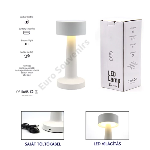 LED ASZTALI LÁMPA 1/30 9x20,5 cm FEHÉR