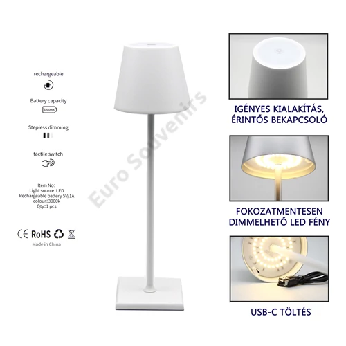 LED ASZTALI LÁMPA 1/10 10x38 cm FEHÉR