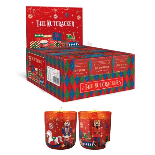 GYERTYA ILLATOS "THE NUTCRACKER" 150 GR. 2 FÉLE SZÓJAVIASZ,FAKANÓC 35 ÓRA