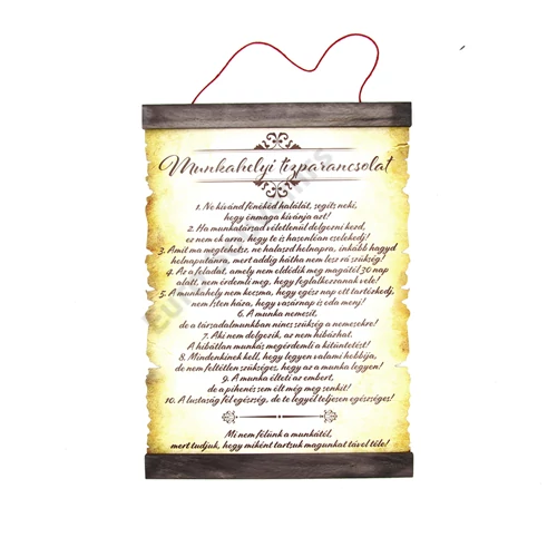 PERGAMEN MUNKAHELYI TÍZPARANCSOLAT 20x28cm