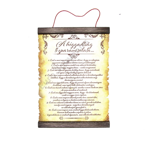 PERGAMEN A HIGGADTSÁG TÍZPARANCSOLATA 20x28cm