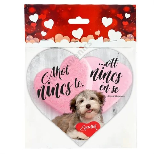 FATÁBLA SZÍV KUTYÁS "Ahol nincs te..." 15,5x15 cm